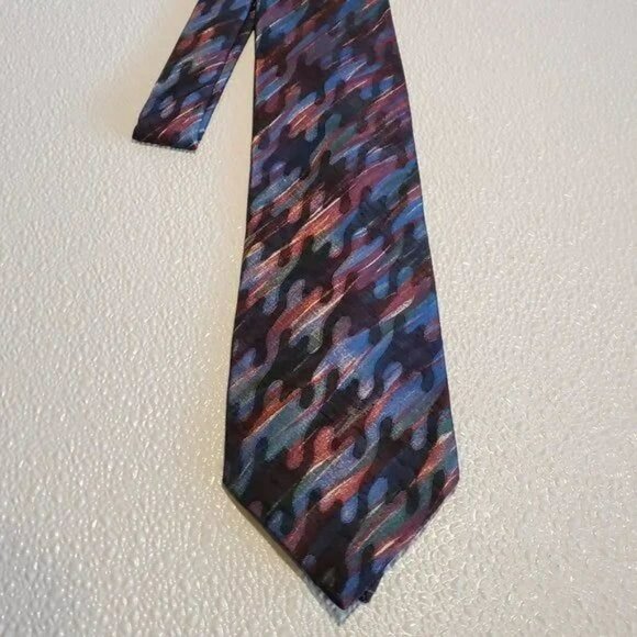 Wembley Abstract Pattern Necktie In Multicolor Blue & Purple - Picture 1 of 3